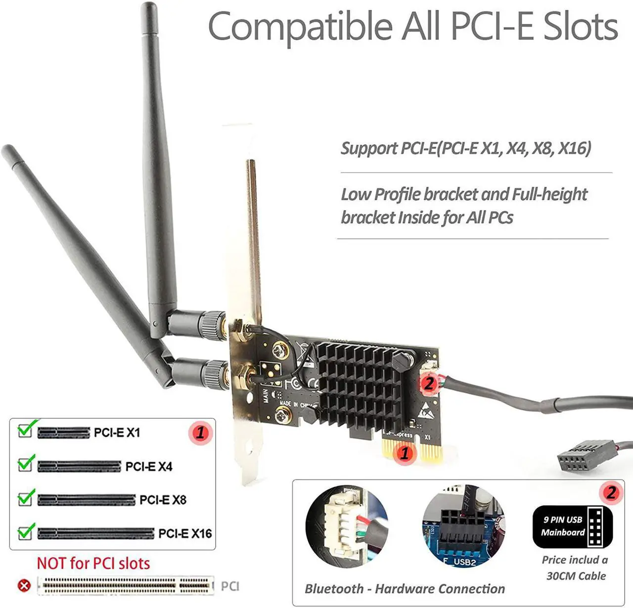 Alt view image 6 of 7 - Ubit AC1200 PCIe WiFi Card for PC with BT 4.2 | Dual Band Wireless Network Adapter WiFi Card with Heat Sink Technology | for Gaming, Browsing, Streaming etc
