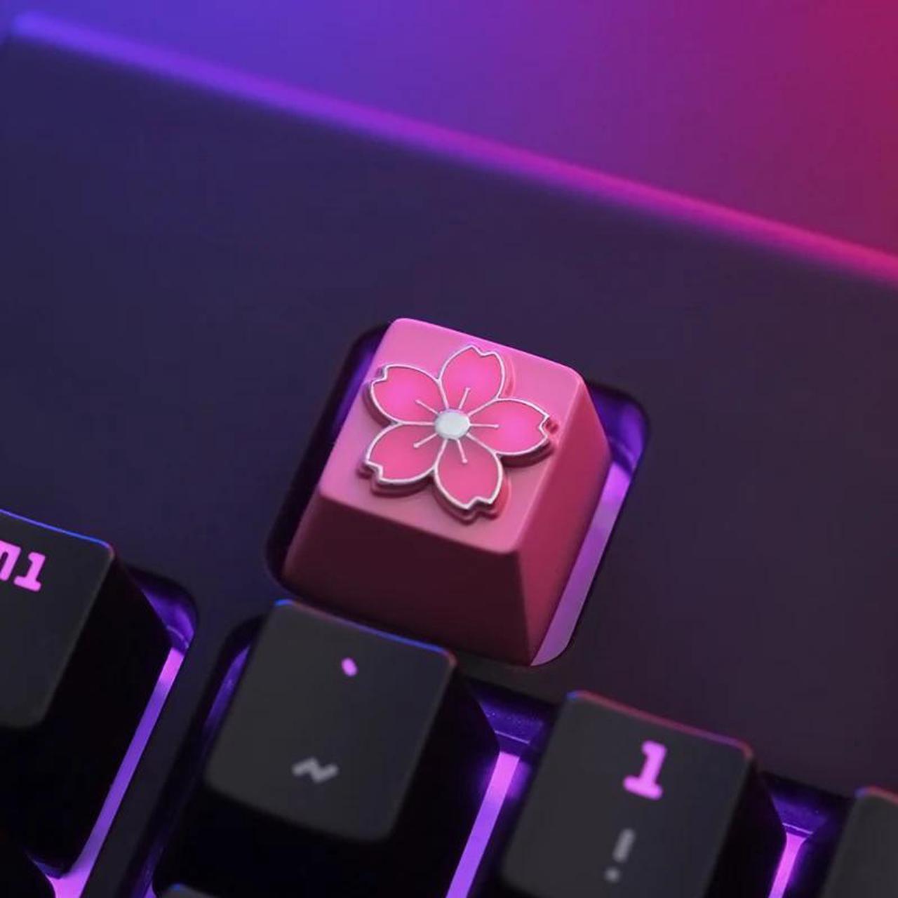 Alt view image 2 of 6 - Mechanical Keyboard Artisan Keycaps Keystone 1 PC Cherry Blossoms Personality Zinc Aluminum Alloy R4 Height Customize DIY