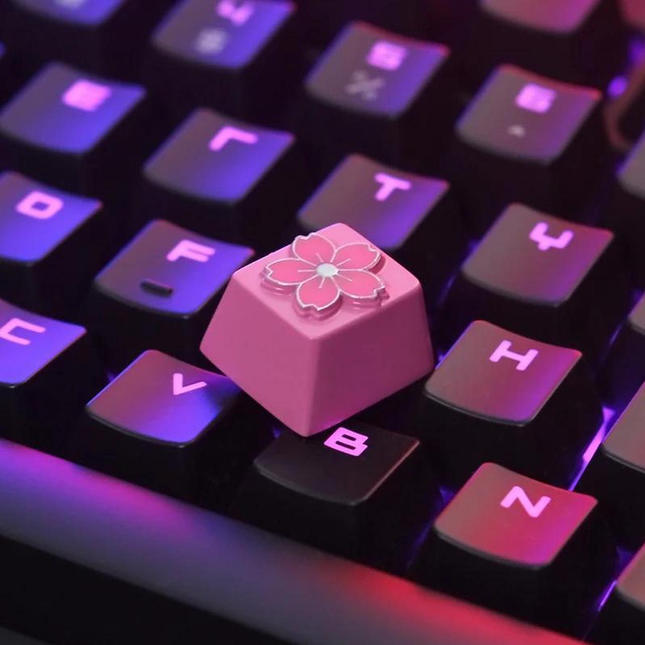 Main image of Mechanical Keyboard Artisan Keycaps Keystone 1 PC Cherry Blossoms Personality Zinc Aluminum Alloy R4 Height Customize DIY