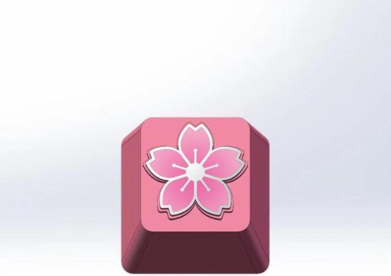 Alt view image 3 of 6 - Mechanical Keyboard Artisan Keycaps Keystone 1 PC Cherry Blossoms Personality Zinc Aluminum Alloy R4 Height Customize DIY