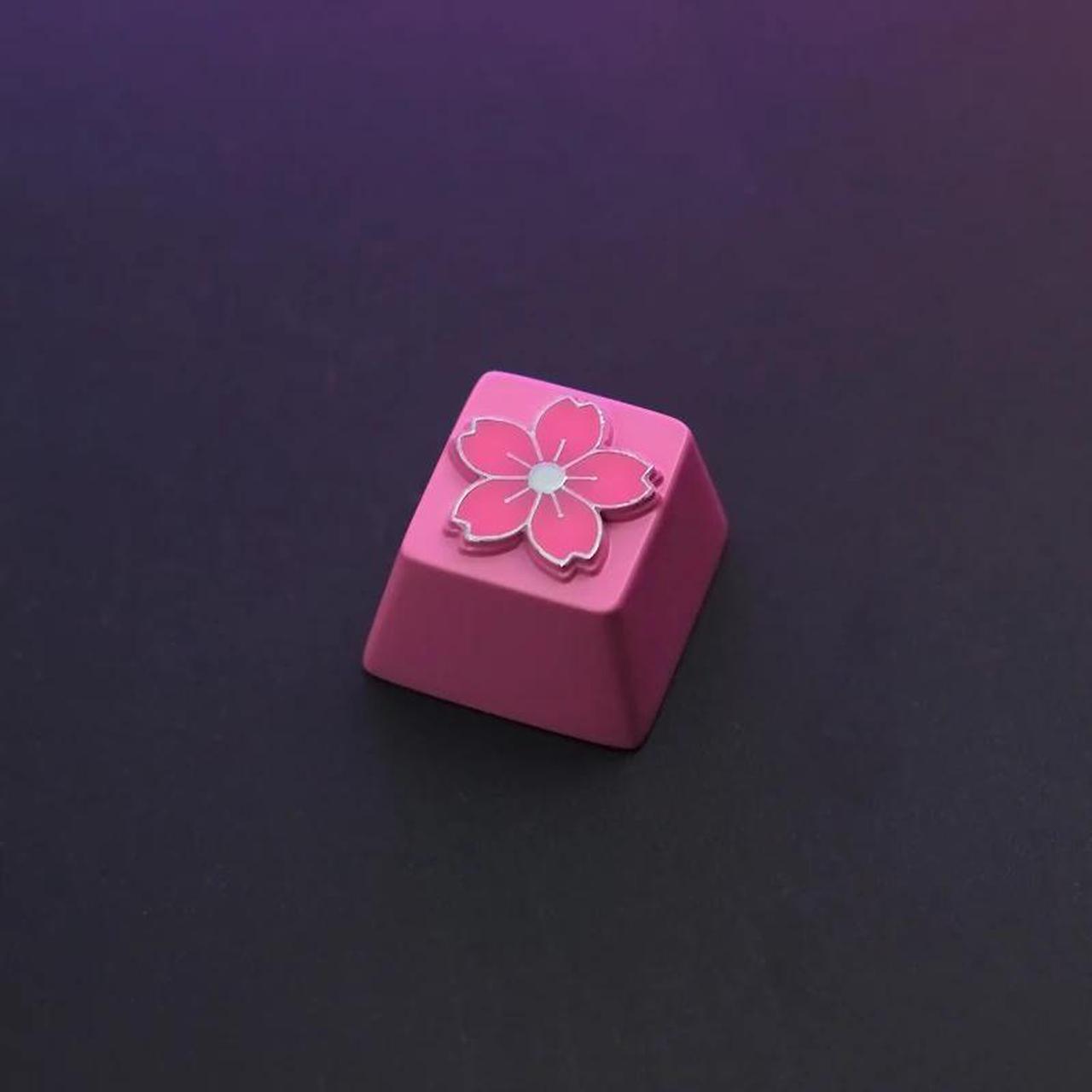Alt view image 4 of 6 - Mechanical Keyboard Artisan Keycaps Keystone 1 PC Cherry Blossoms Personality Zinc Aluminum Alloy R4 Height Customize DIY