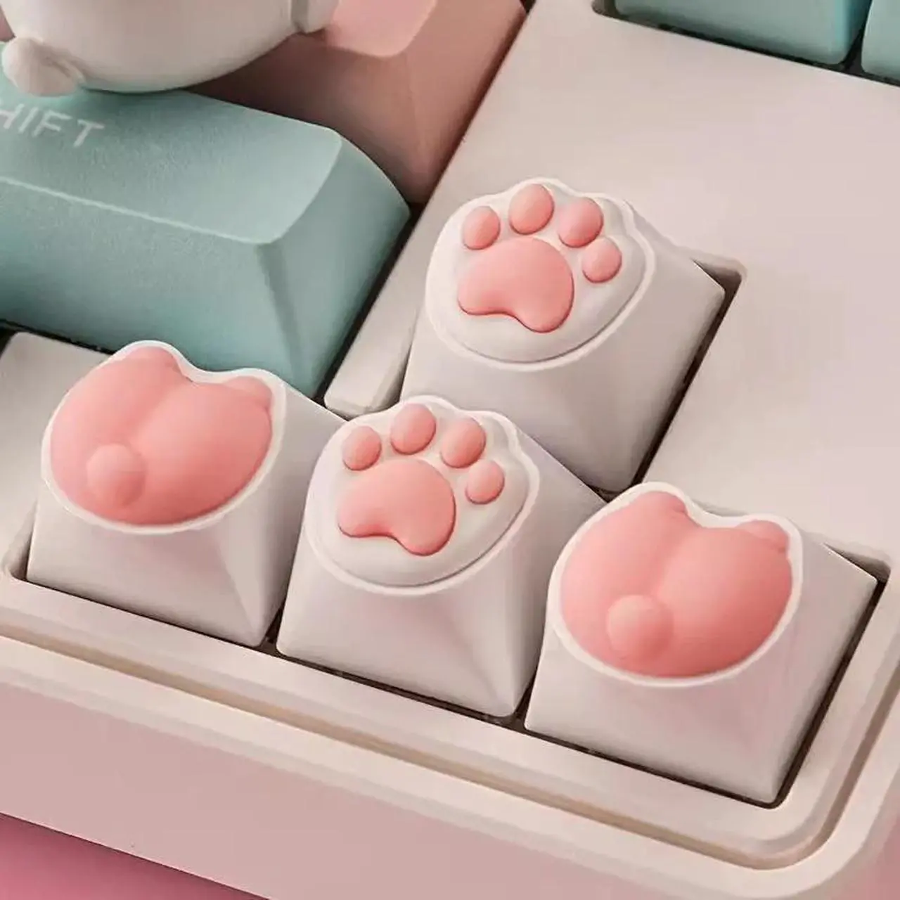 Alt view image 5 of 6 - 1 Piece Cat's Paw Ass Keycap PC And Silica Gel Cute Key Cap For MX Switch Mechanical Keyboard