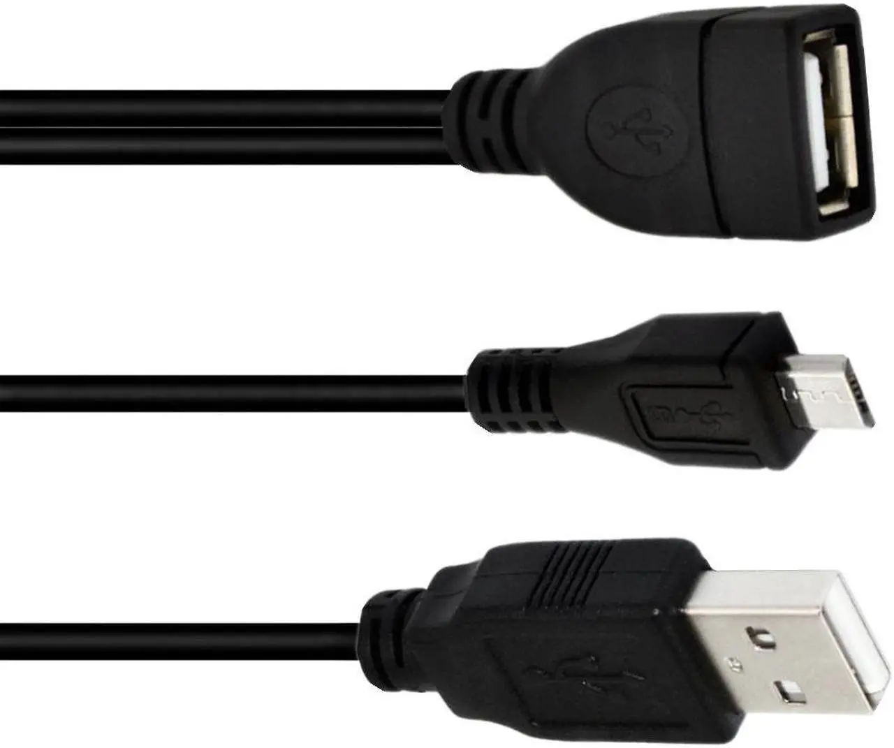 Alt view image 5 of 5 - Mike with external power supply USBAF A female otg one-second two-wire Micro USB OTG Host data cable