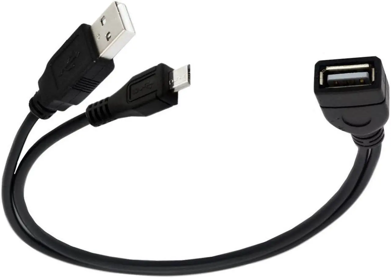 Alt view image 3 of 5 - Mike with external power supply USBAF A female otg one-second two-wire Micro USB OTG Host data cable