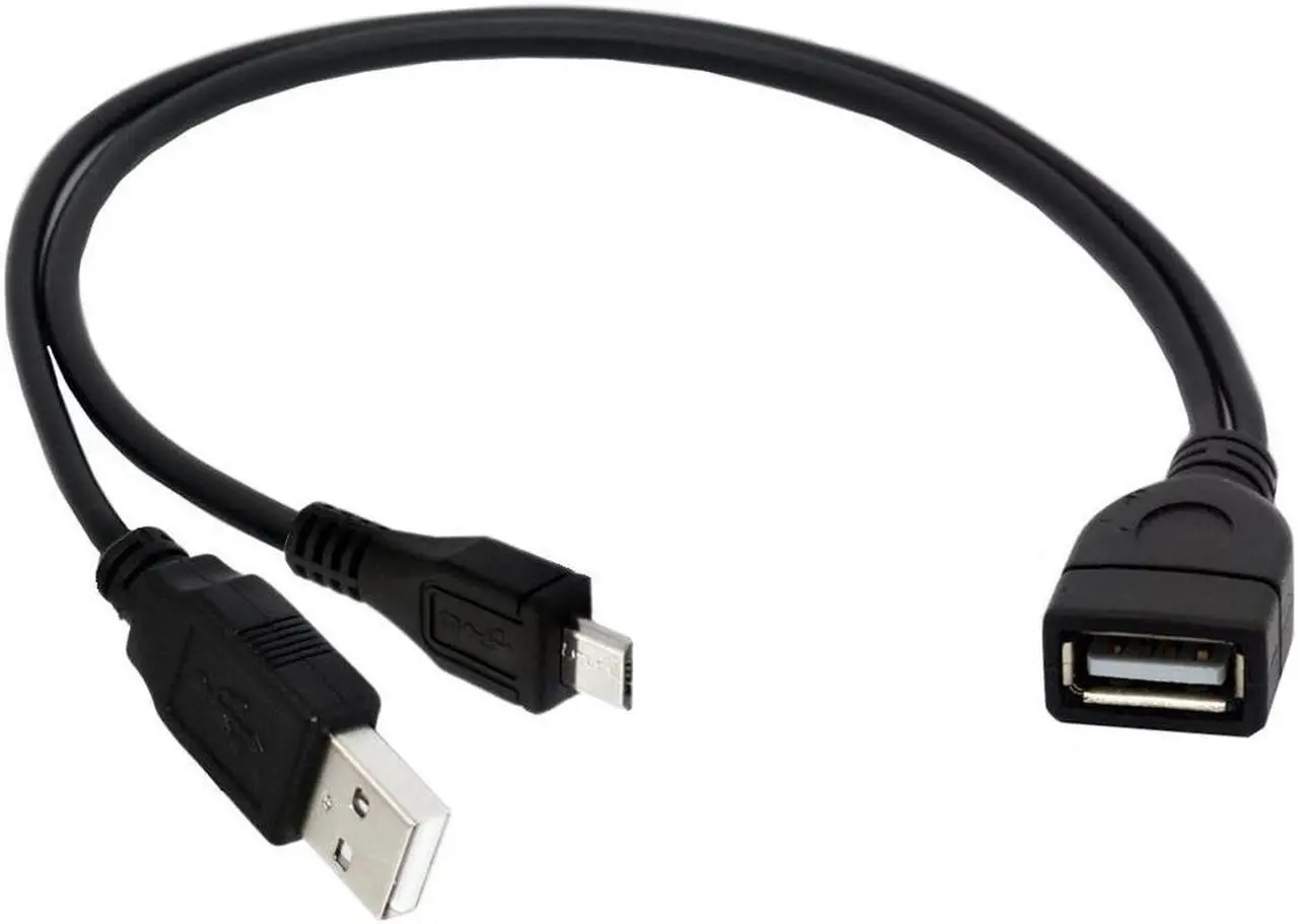 Alt view image 4 of 5 - Mike with external power supply USBAF A female otg one-second two-wire Micro USB OTG Host data cable
