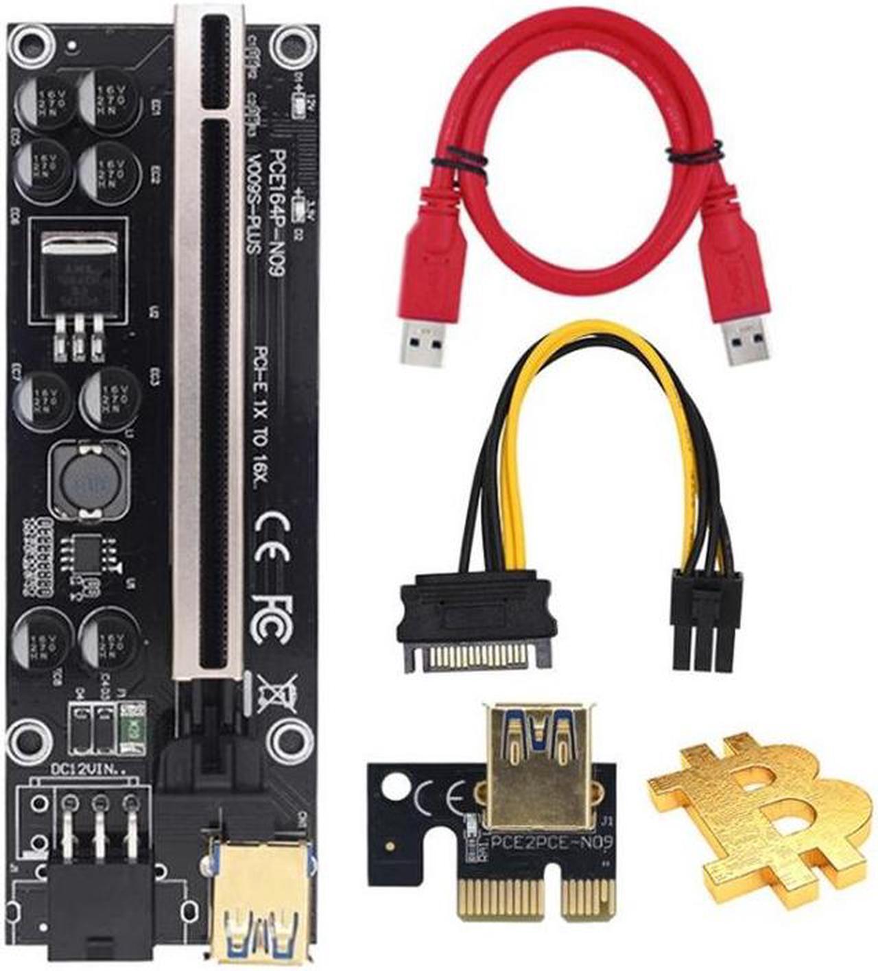 Alt view image 4 of 5 - Newly upgraded VER009S PLUS graphics card Extension Cable pcie Adapter Card 8 Capacitor with light Gold plated 1X16X