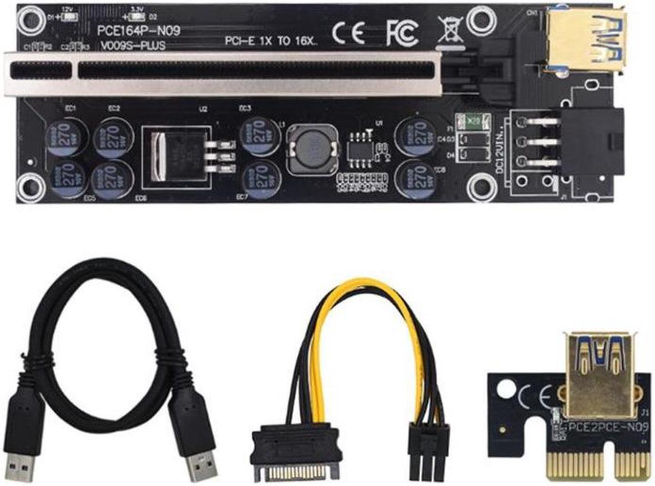 Alt view image 5 of 5 - Newly upgraded VER009S PLUS graphics card Extension Cable pcie Adapter Card 8 Capacitor with light Gold plated 1X16X