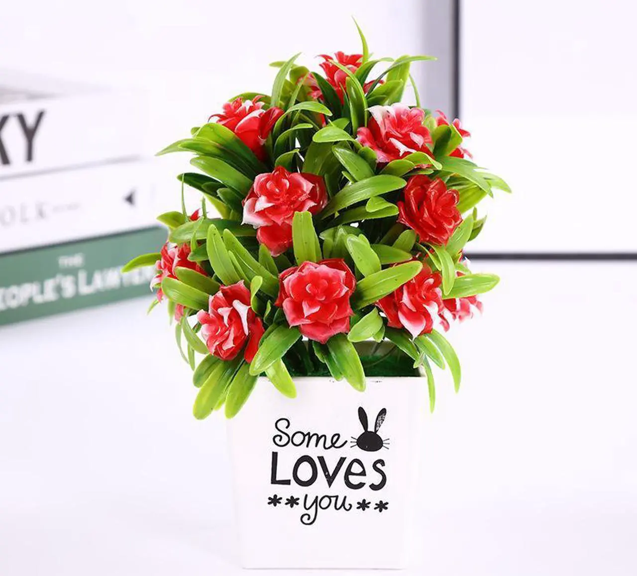 Main image of 1 Pcs Artificial plant green plant pot fake flower wholesale 17 rose indoor creative flower decoration 9.9 yuan supply