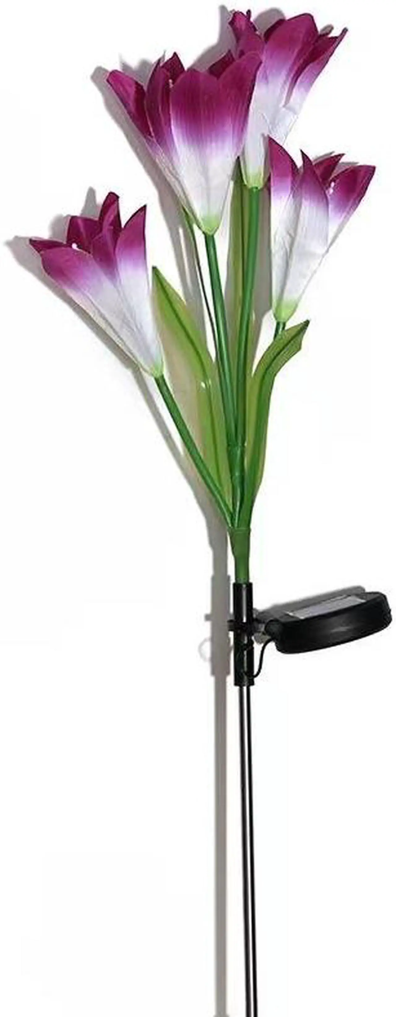 Alt view image 5 of 5 - 1 Pcs 4 LED solar simulation flower sweetheart street lamp lily project lawn garden garden landscape lights wholesale