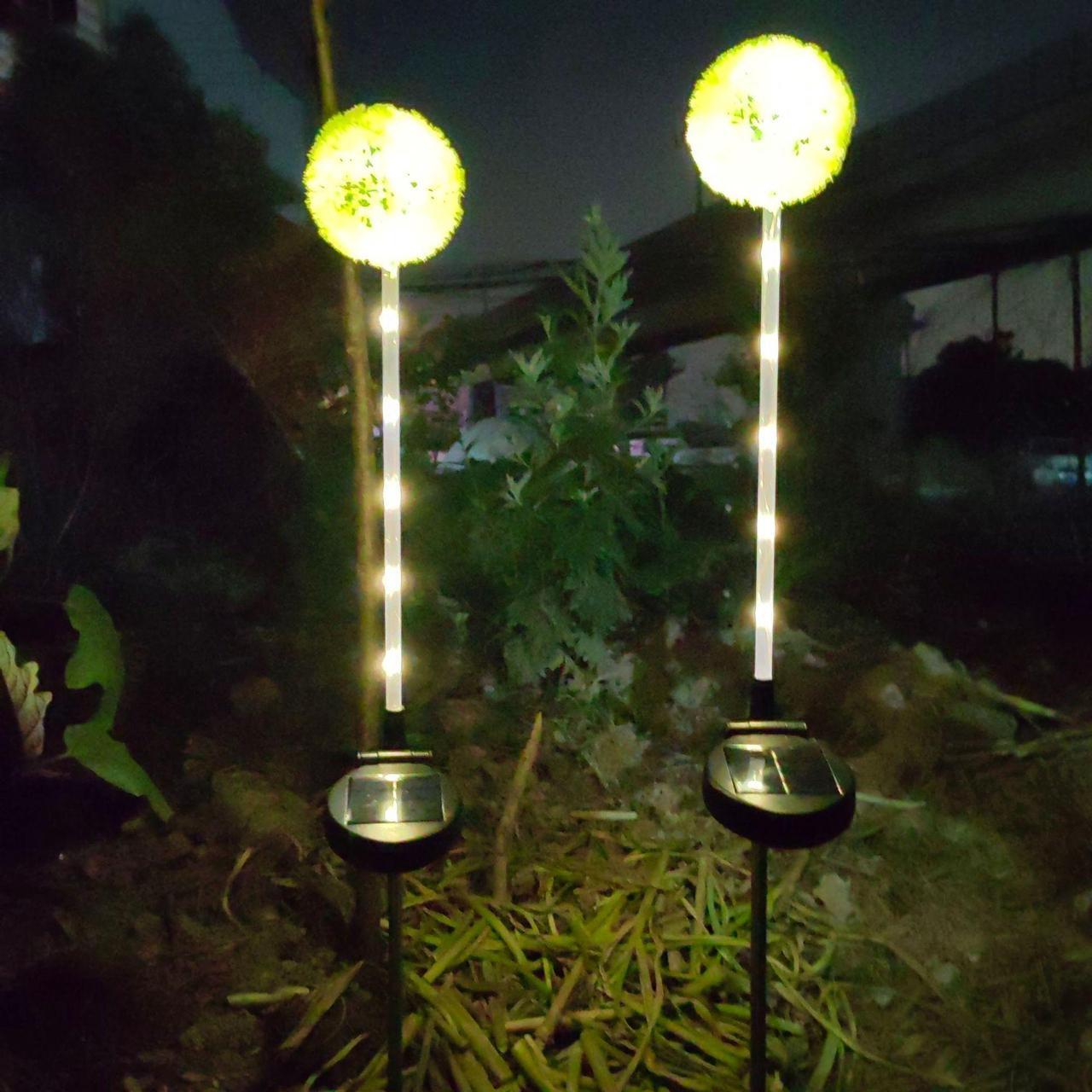 Alt view image 4 of 5 - 1 Pcs Cross-border outdoor LED solar street lights, garden smoke lights, three dandelion lawn night lights