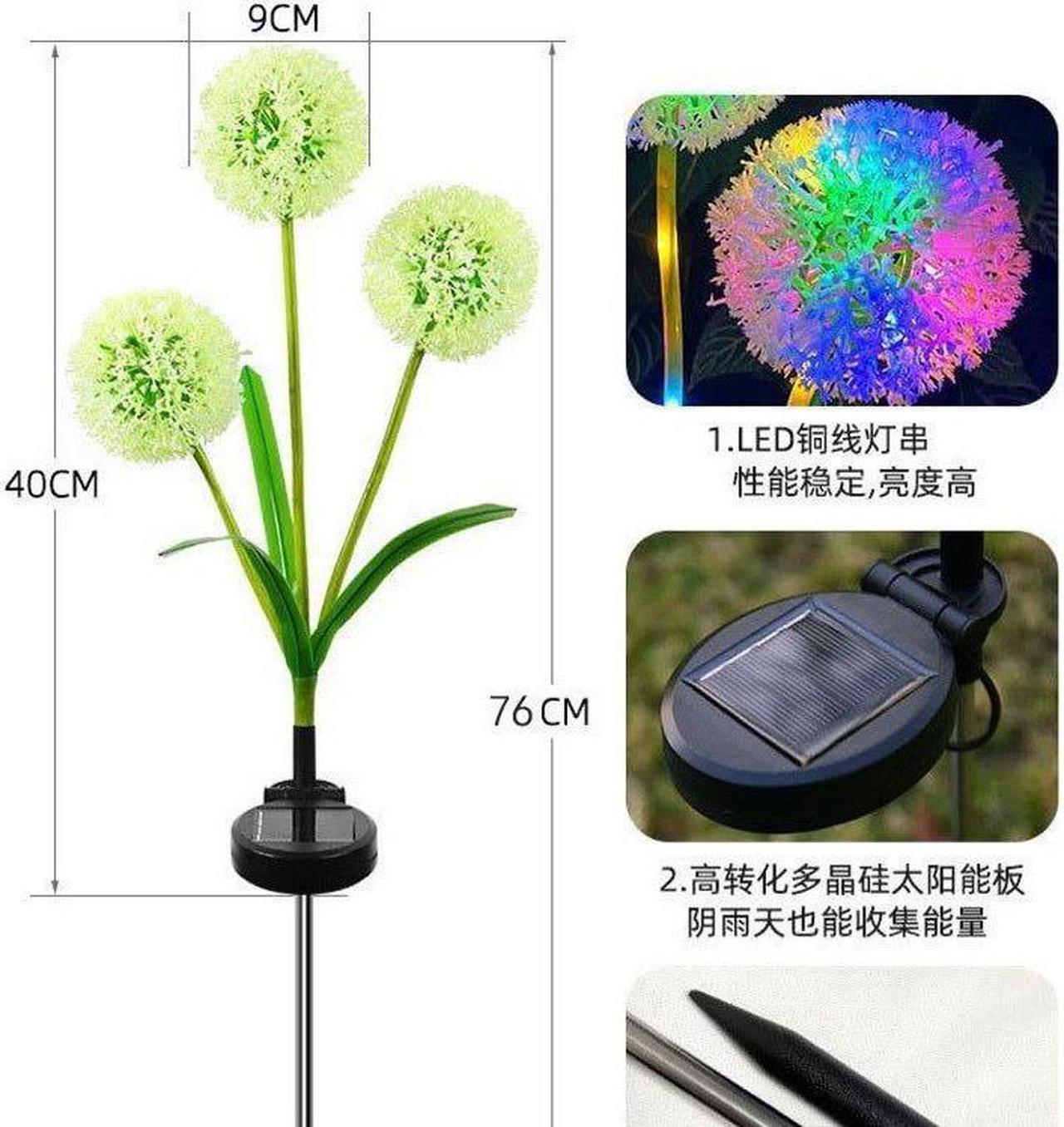 Alt view image 5 of 5 - 1 Pcs Cross-border outdoor LED solar street lights, garden smoke lights, three dandelion lawn night lights