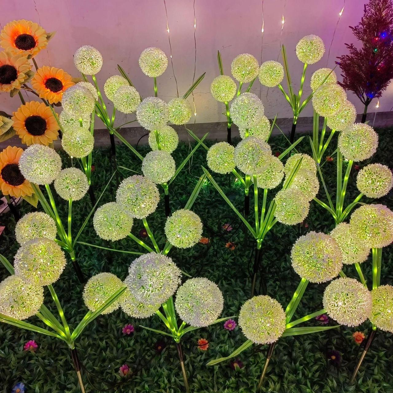 Alt view image 3 of 5 - 1 Pcs Cross-border outdoor LED solar street lights, garden smoke lights, three dandelion lawn night lights