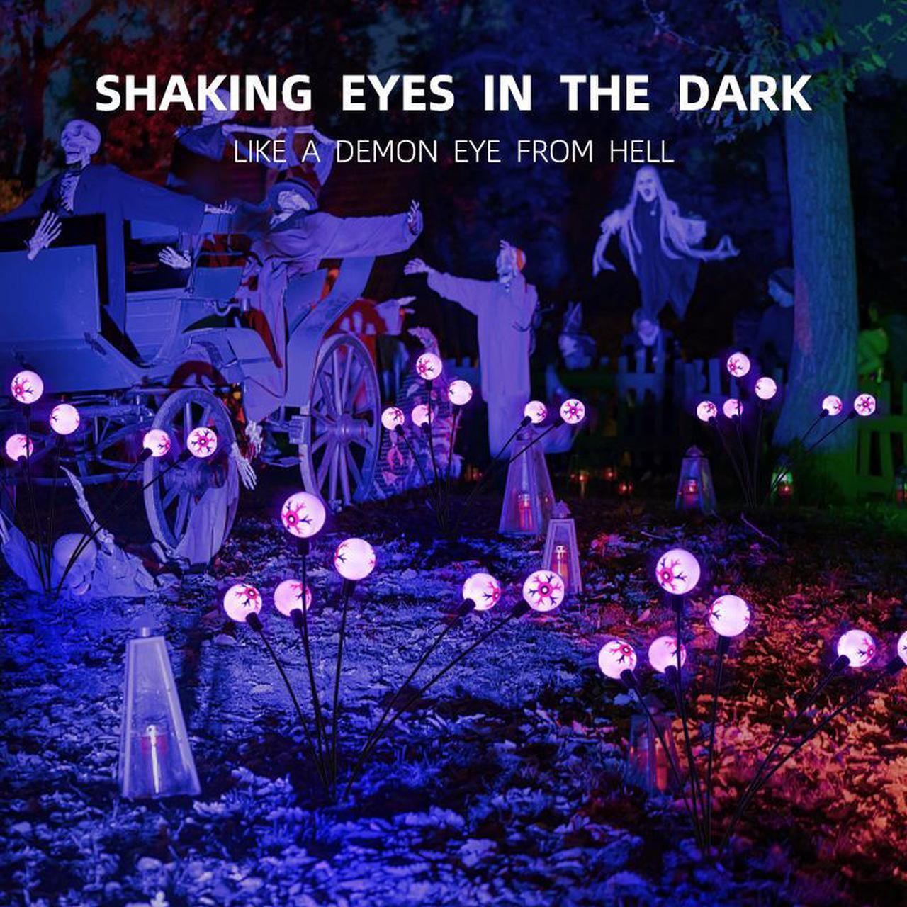 Alt view image 2 of 5 - 1 Pcs Halloween solar Lights led Glow eyeball ghost hand lights Outdoor patio villa decorated with festive atmosphere lights