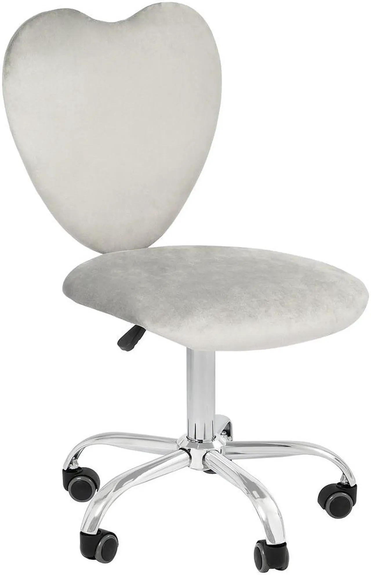 Main image of Impressions Vanity Heart 360 Degrees Vanity Chair with Adjustable Height, Armless Swivel Wheelbase Chair with Cushion (Cool Grey)