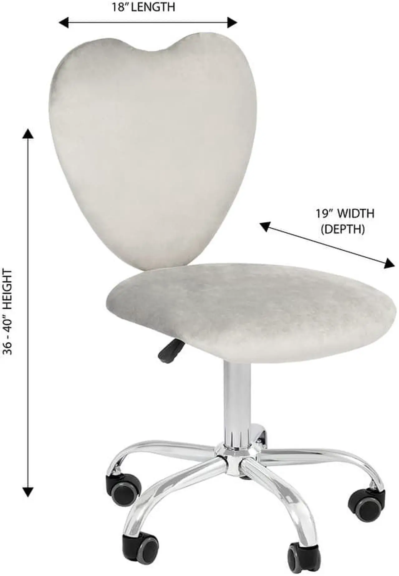 Alt view image 4 of 4 - Impressions Vanity Heart 360 Degrees Vanity Chair with Adjustable Height, Armless Swivel Wheelbase Chair with Cushion (Cool Grey)