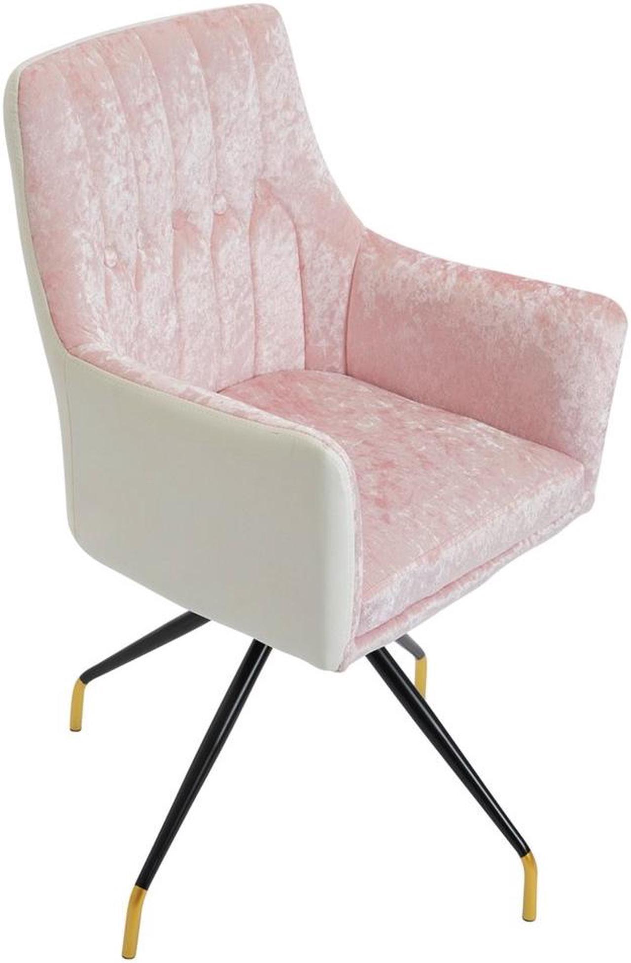 Alt view image 2 of 2 - Impressions Vanity Genesis Vanity Chair with 360 Degrees Swivel Seat, Button Tufted Velvet Cushioned Chair with Slim Black Legs (Pink)