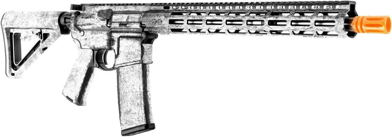 Alt view image 5 of 7 - GunSkins AR-15 or M4 Style Rifle Skin for Airsoft AEG (Battleworn Snow Trooper)