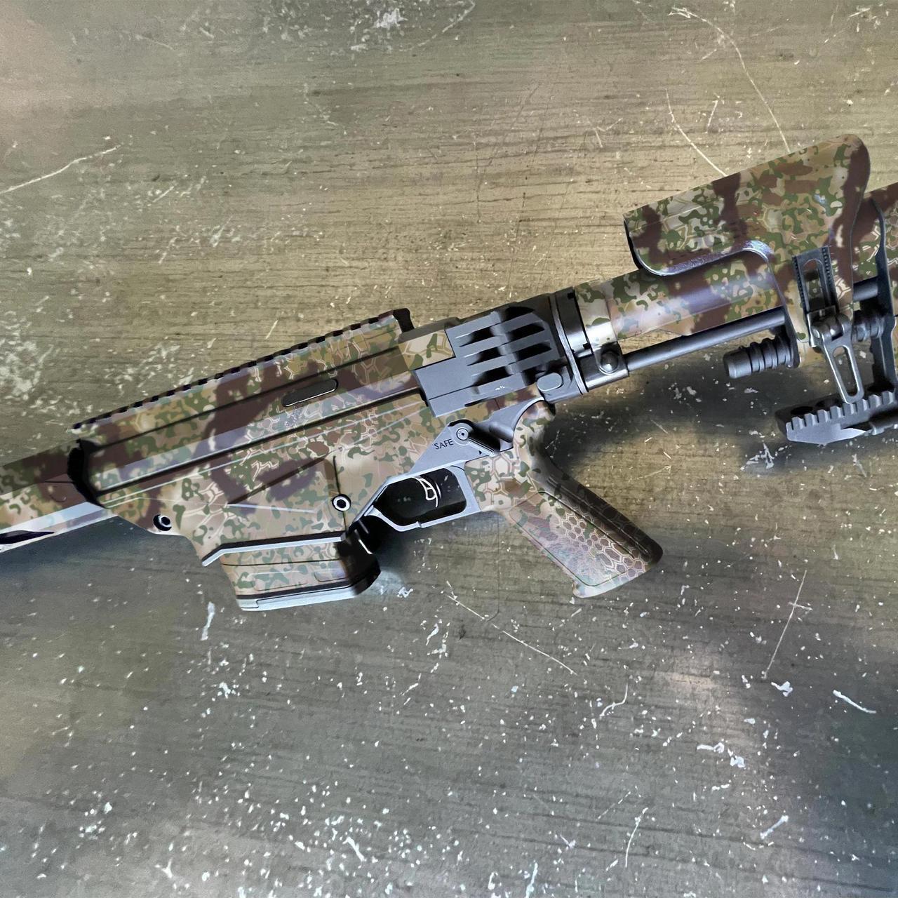 Alt view image 3 of 4 - GunSkins Rifle Skin Pre-Cut Vinyl Wrap for Airsoft Ruger Precision AEG Gun (Kryptek Obskura Transitional)