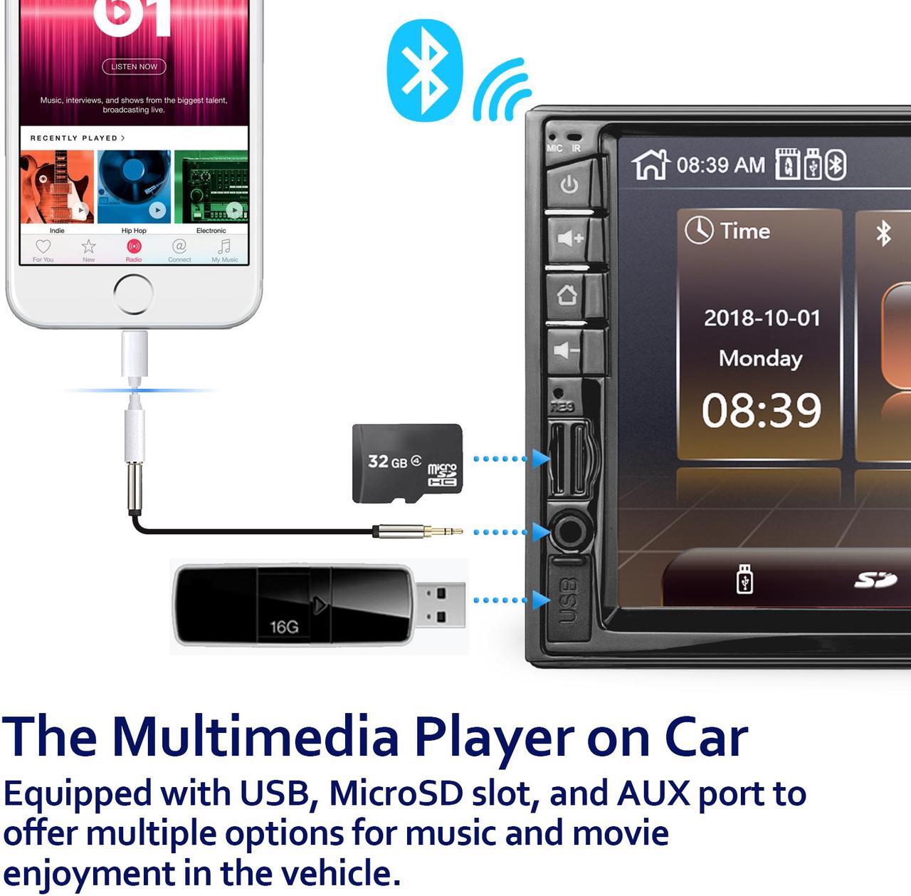 Alt view image 4 of 5 - Apple Carplay Stereo Car Stereo - Corehan Double Din Car Radio Android Auto Stereo 7 Inch Touch Screen with Bluetooth