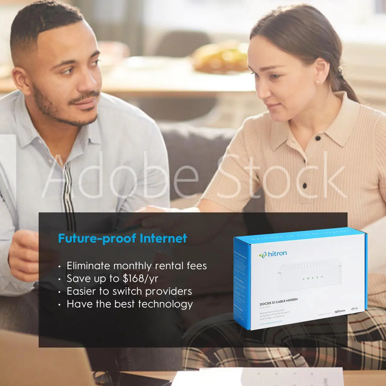 Alt view image 4 of 8 - Hitron DOCSIS 3.1 Cable Modem (DOCSIS 3.1 Modem), 6 Gbps Max Speed | Approved for Comcast Xfinity Gigabit and Charter Spectrum | White (1 Gbps Ethernet Port)| CODA