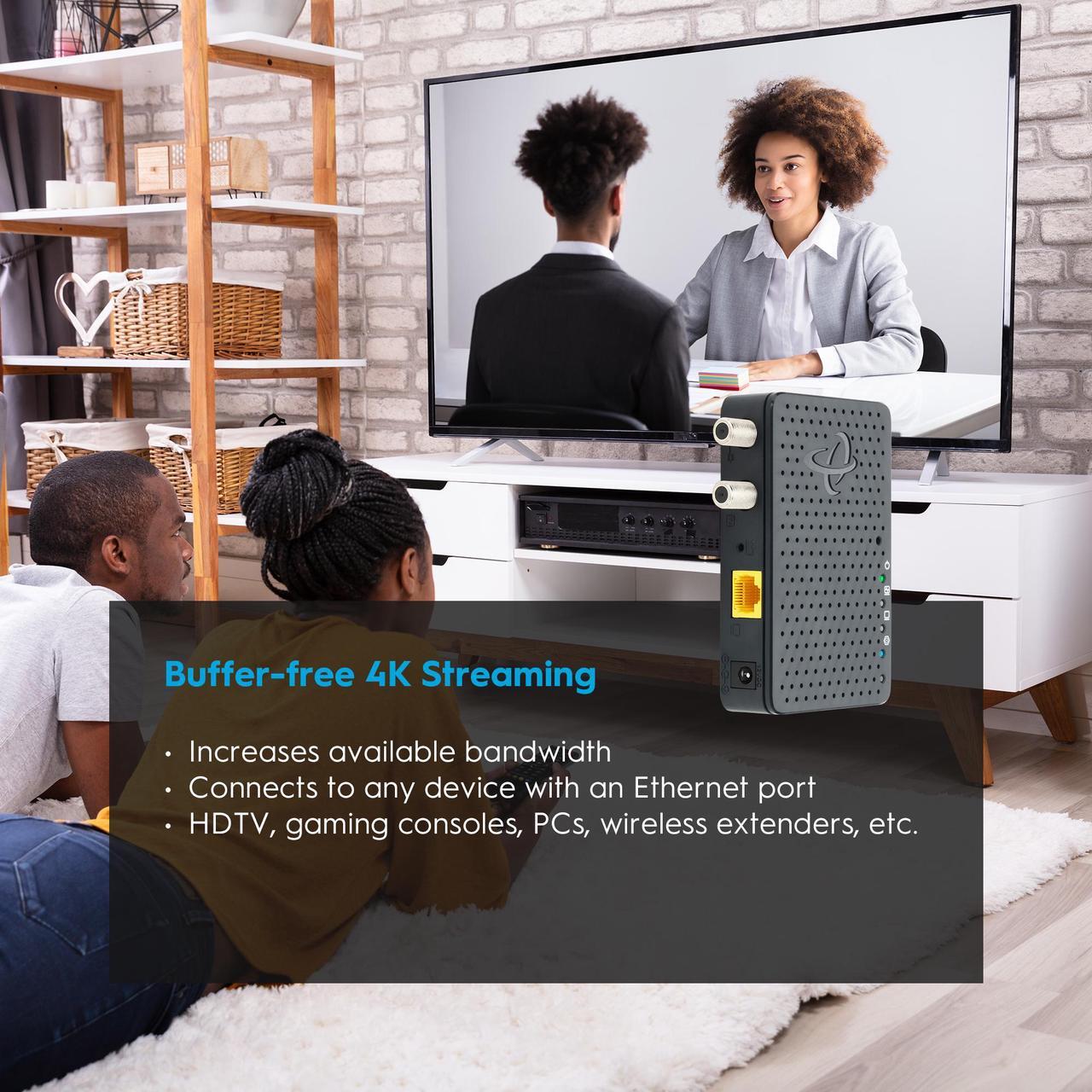 Alt view image 3 of 7 - Hitron Bonded MoCA 2.5 Network Adapter for Ethernet Over Coax (2-Pack) | 1 Gbps Ethernet, 2.5 Gbps Over existing Coax Cables | Ideal Backbone for Home Mesh WiFi, Streaming, and Gaming | HT-EM4