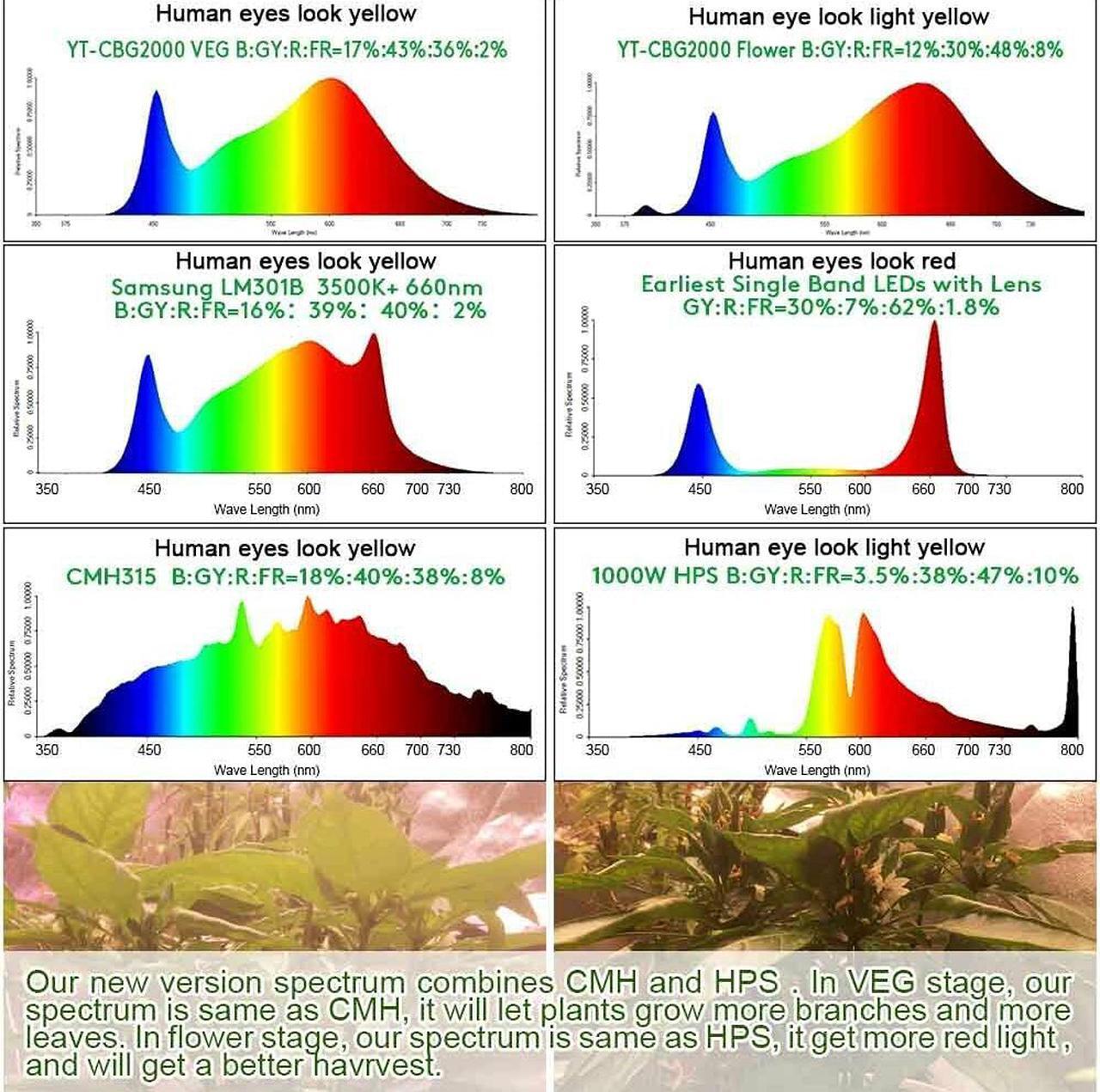 Alt view image 4 of 7 - LED Grow Light Sunlike Full Spectrum Veg&Bloom Switch Waterproof for Veg and Flower High PPF for 4x4 ft Coverage(1152 pcs 3500K White LEDs)