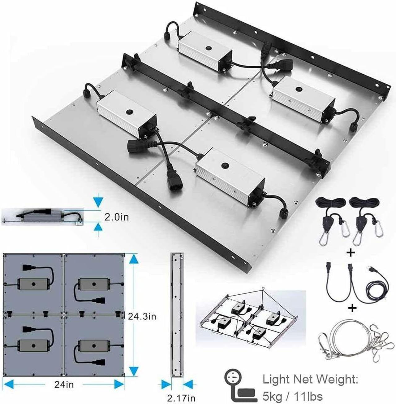 Alt view image 2 of 7 - LED Grow Light Sunlike Full Spectrum Veg&Bloom Switch Waterproof for Veg and Flower High PPF for 4x4 ft Coverage(1152 pcs 3500K White LEDs)