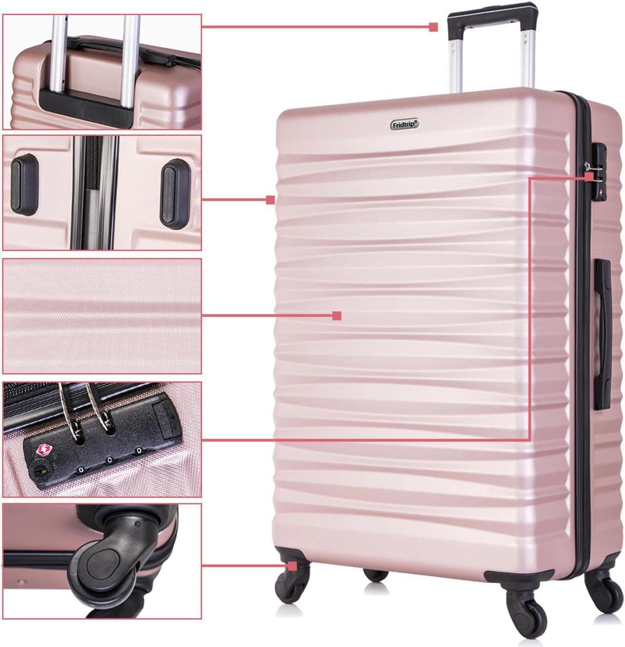 Alt view image 2 of 7 - 4 PCS Luggage Sets TSA Lock Hardshell Luggage with Spinner Wheels Carry On Suitcases Champagne Rose Gold