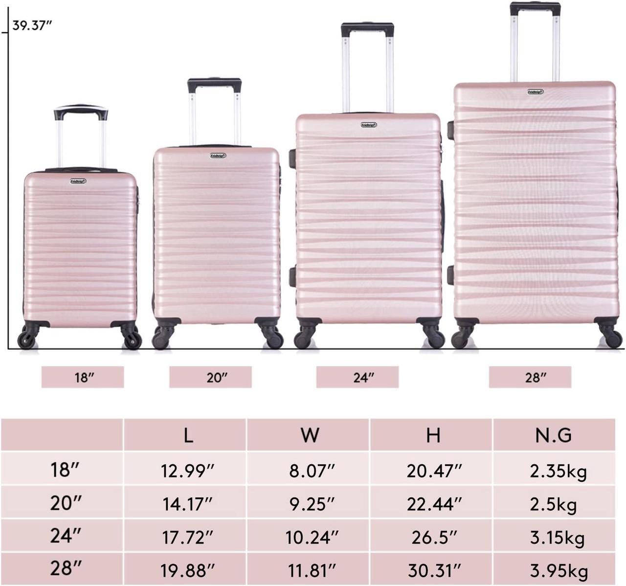Alt view image 5 of 7 - 4 PCS Luggage Sets TSA Lock Hardshell Luggage with Spinner Wheels Carry On Suitcases Champagne Rose Gold