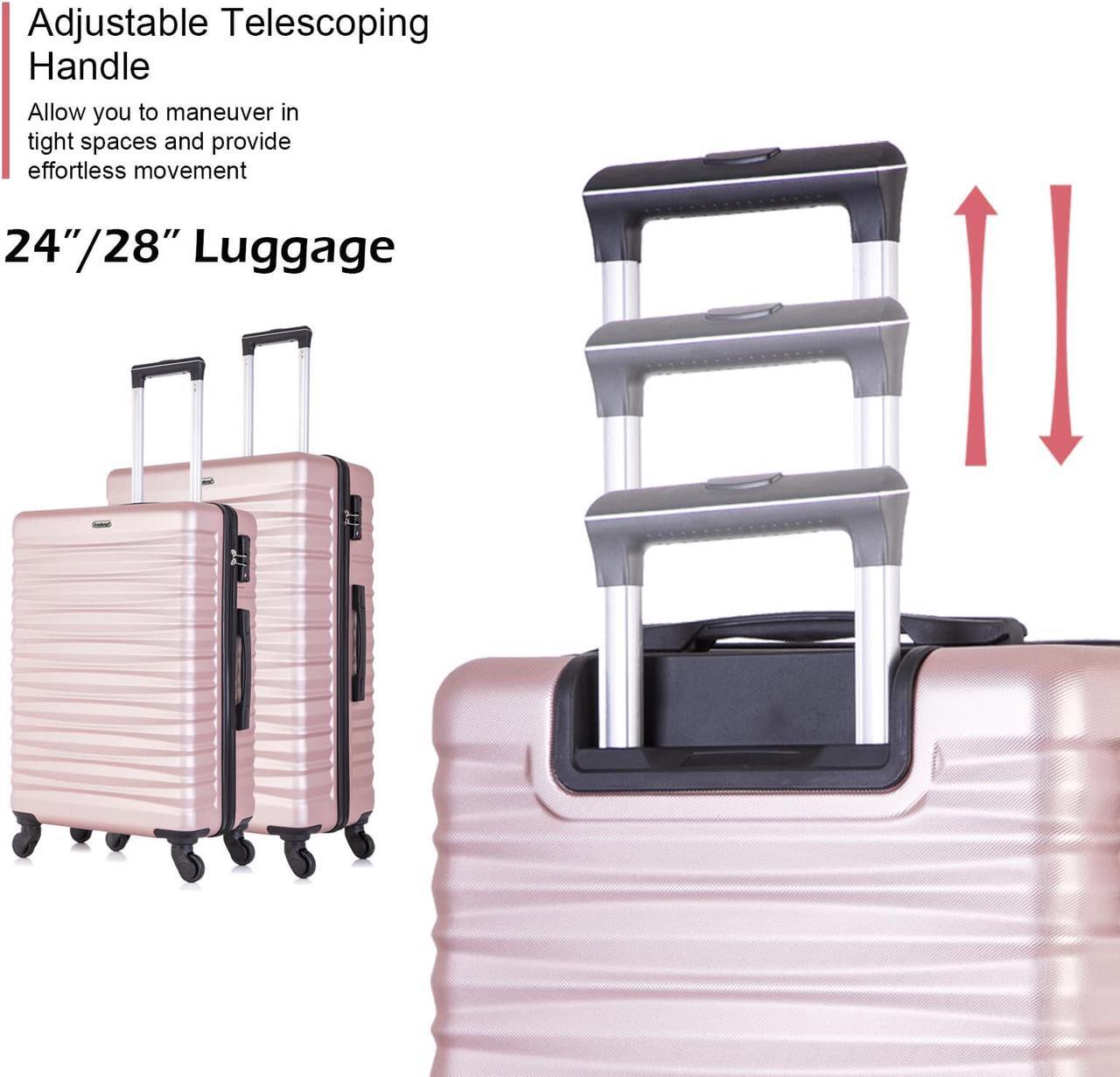 Alt view image 7 of 7 - 4 PCS Luggage Sets TSA Lock Hardshell Luggage with Spinner Wheels Carry On Suitcases Champagne Rose Gold