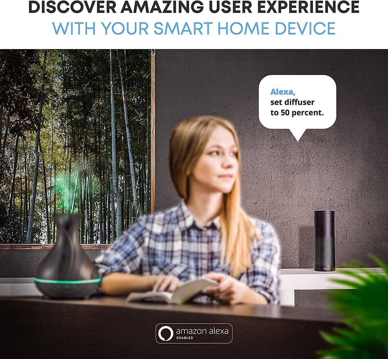 Alt view image 6 of 6 - Smart WiFi Wireless Essential Oil Aromatherapy 400ml Ultrasonic Diffuser & Humidifier with Alexa & Google Home Phone App & Voice Control - Create Schedules - LED & Timer Settings