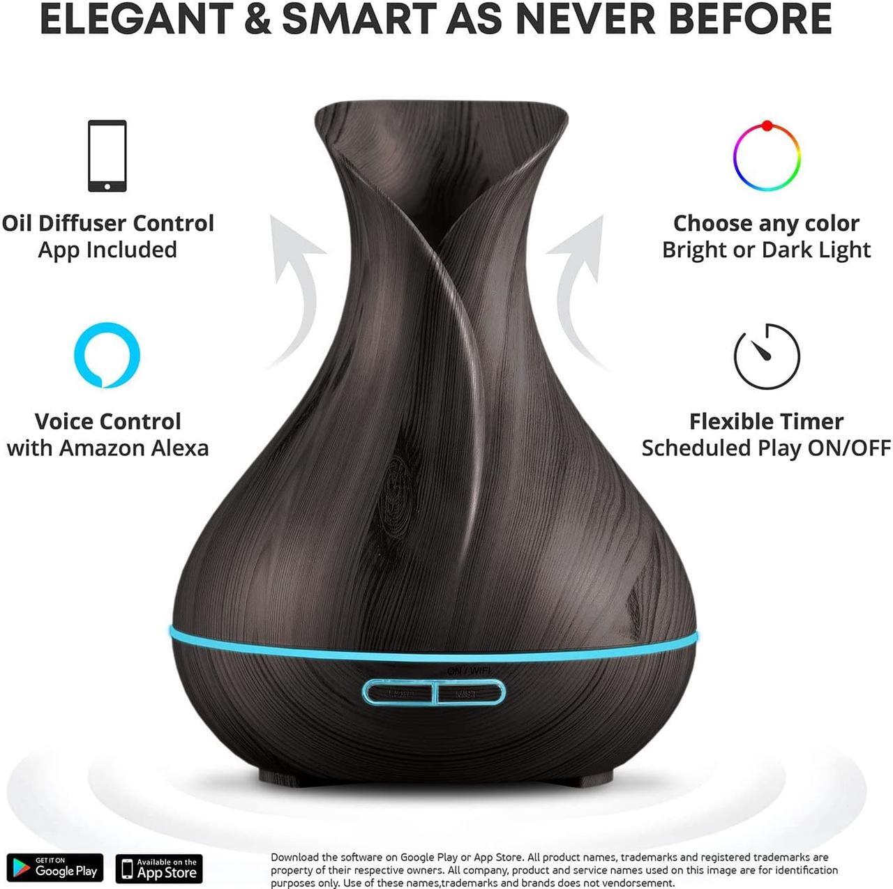 Alt view image 2 of 6 - Smart WiFi Wireless Essential Oil Aromatherapy 400ml Ultrasonic Diffuser & Humidifier with Alexa & Google Home Phone App & Voice Control - Create Schedules - LED & Timer Settings