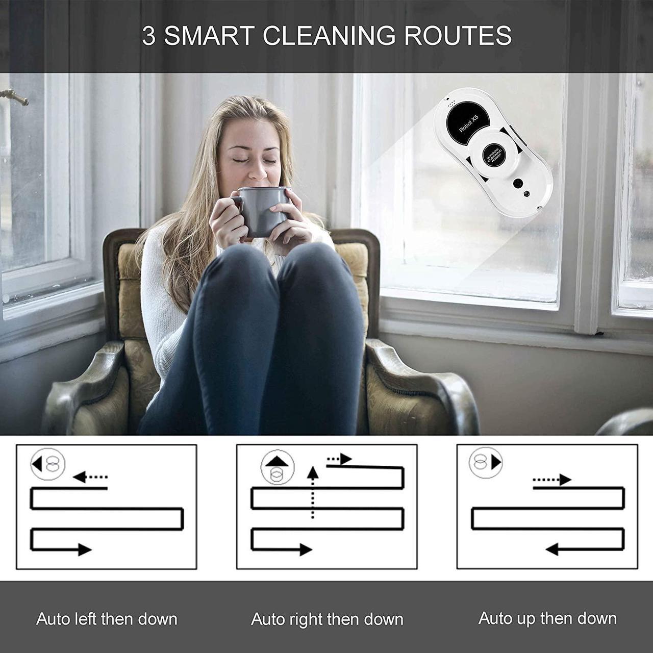 Alt view image 5 of 6 - Window Cleaner Robot, VAIIEYO X5 Window Vacuum Cleaner Smart Glass Cleaning Robotic with APP & Remote, Intelligent Automatic Cleaner Robot for Outdoor/Indoor Windows Table Tile Ceiling