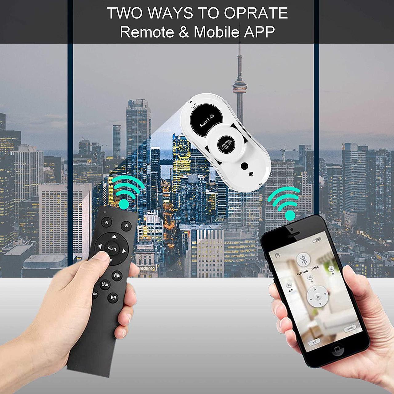 Alt view image 6 of 6 - Window Cleaner Robot, VAIIEYO X5 Window Vacuum Cleaner Smart Glass Cleaning Robotic with APP & Remote, Intelligent Automatic Cleaner Robot for Outdoor/Indoor Windows Table Tile Ceiling