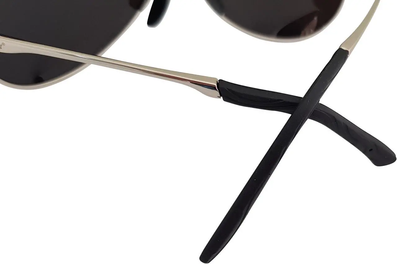 Alt view image 5 of 6 - Macro Giant Classic Drop Shape Sunglasses, Silver Frame, Mirror Silver Lens, Polarized, 100% UV Protection, UV 400 With Case, Military Style, Al-Mg