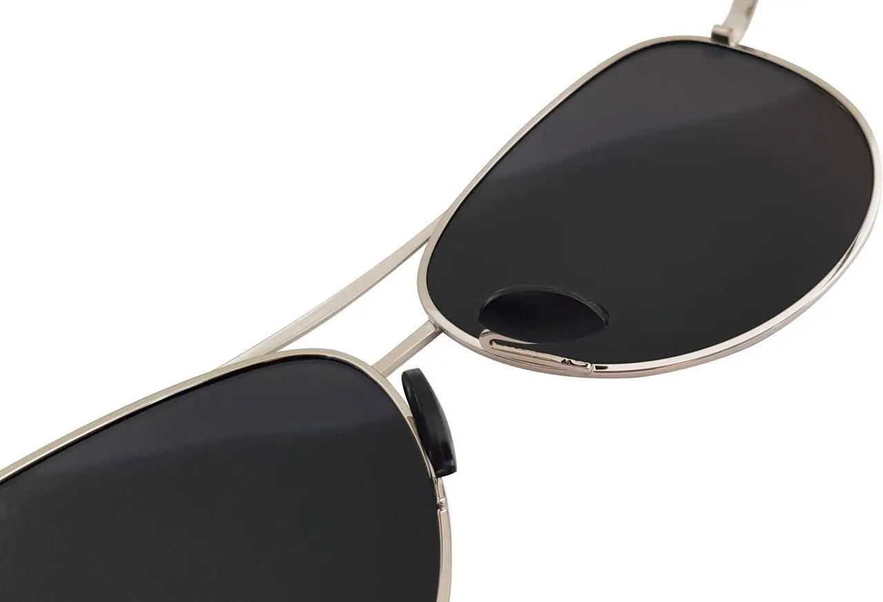 Alt view image 6 of 6 - Macro Giant Classic Drop Shape Sunglasses, Silver Frame, Mirror Silver Lens, Polarized, 100% UV Protection, UV 400 With Case, Military Style, Al-Mg
