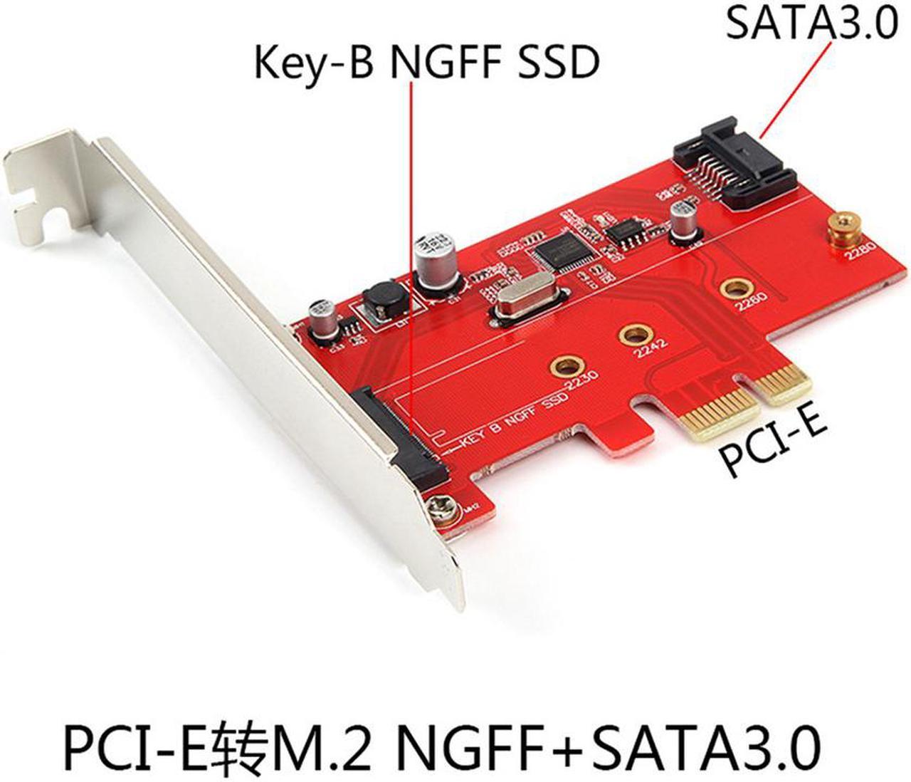 PCI-Express to M.2(NGFF) + SATA 6G (HDD/SSD) with Standard Profile Bracket