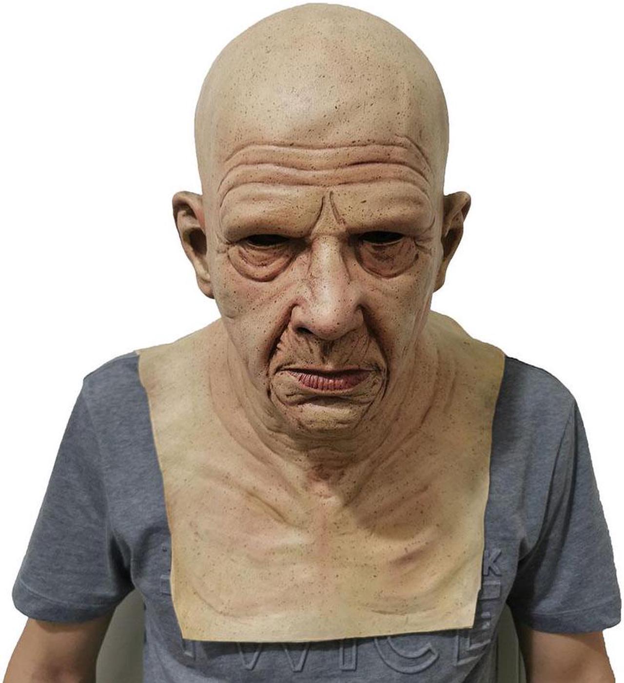 Halloween Parody Bald Old Man Party Prom Mask Scary Strange Full Head Props