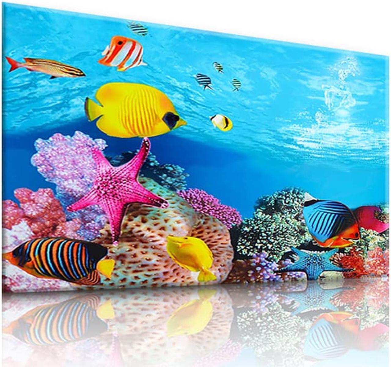 3D Fish Tank Background Two Side Aquarium Backdrop Stickers