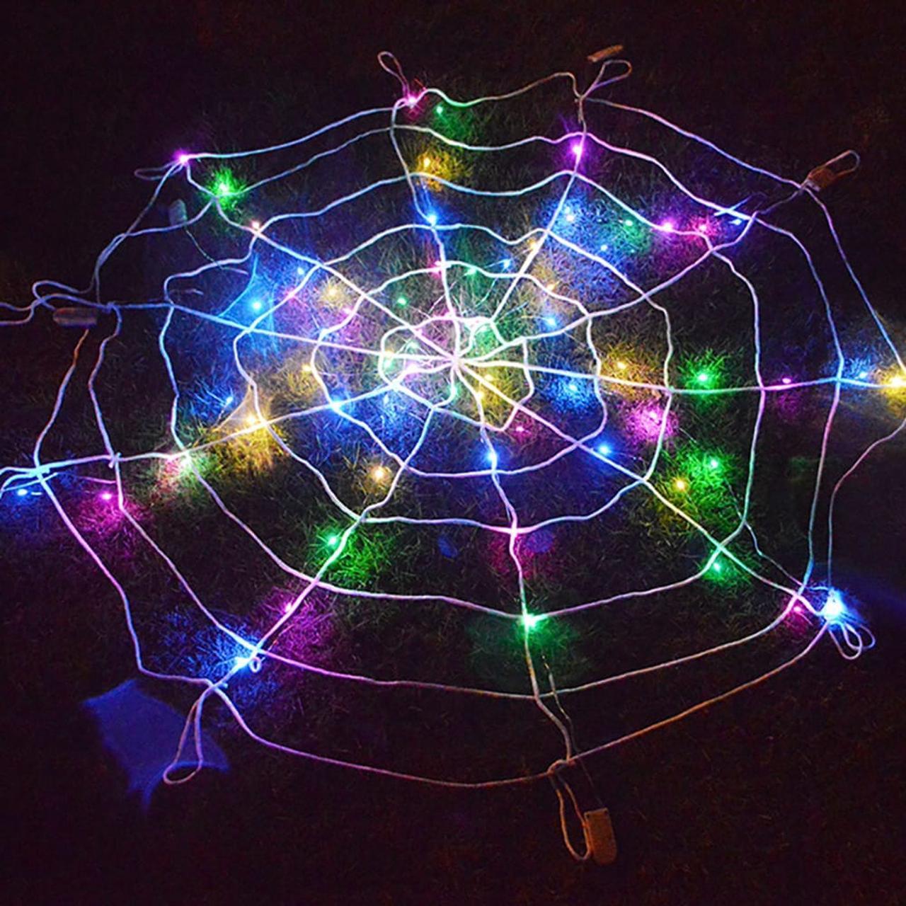 LED Spider Web Outdoor Party Props Light Up Cobweb Lighting Decor For Halloween