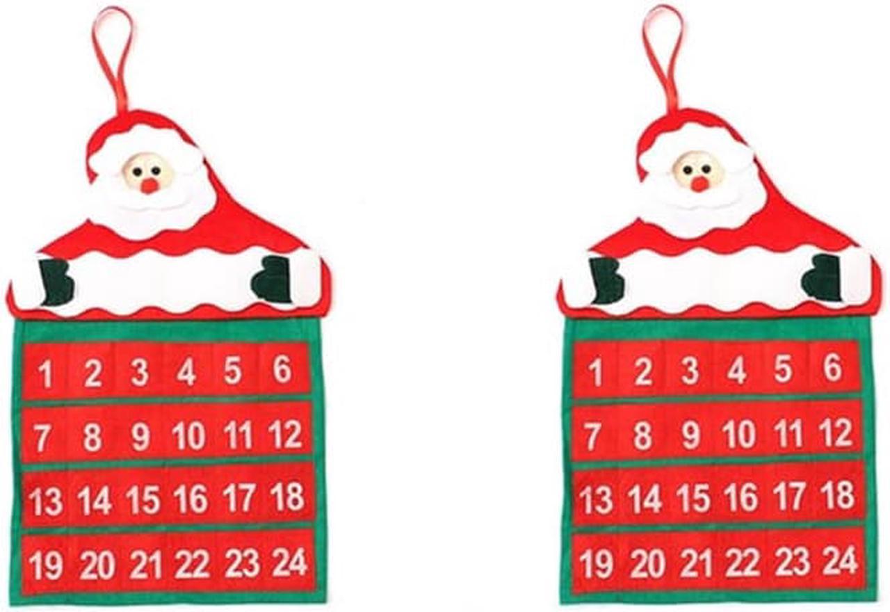 2PCS Christmas Calendars Santa Countdown Hanging Calendar Decoration Xmas Gifts