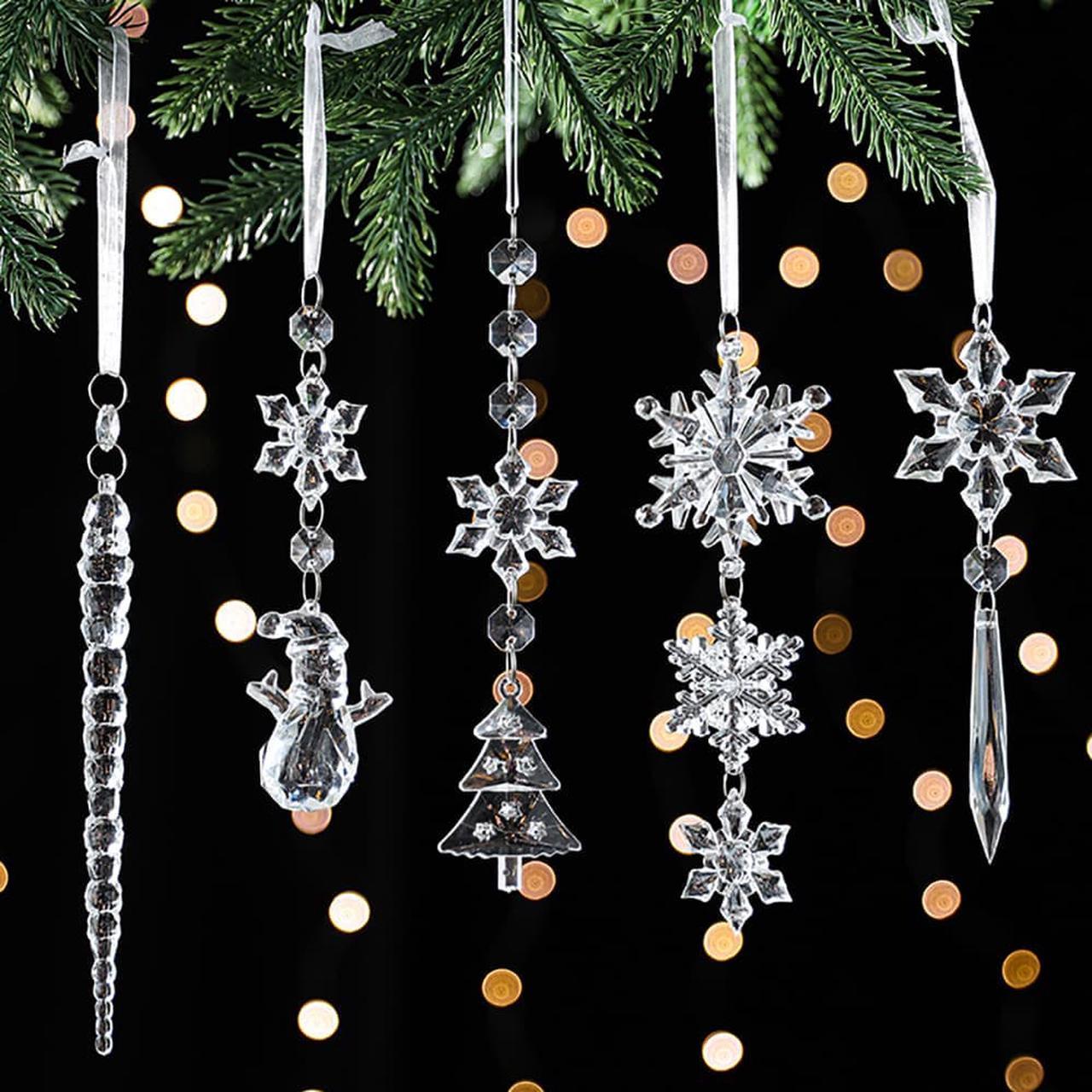 5PCS Christmas Tree Decorations Acrylic Snowflakes Tree Snowman