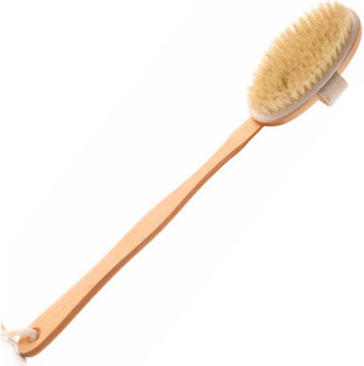 Long Handle Soft Natural Bristle Hair Bath Brush Adult Back Clean Rub Detachable