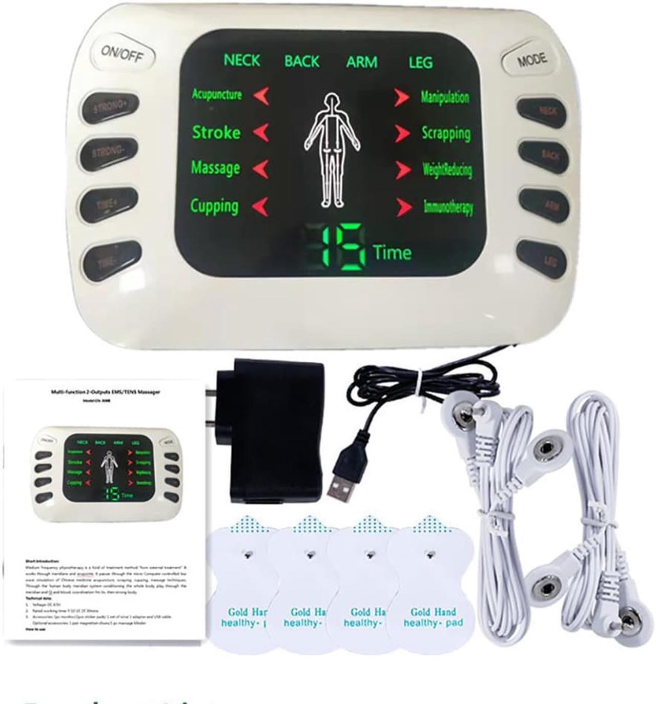 1x White Electrical Muscle Relax Stimulator Massager Therapy Machine Pain Relief