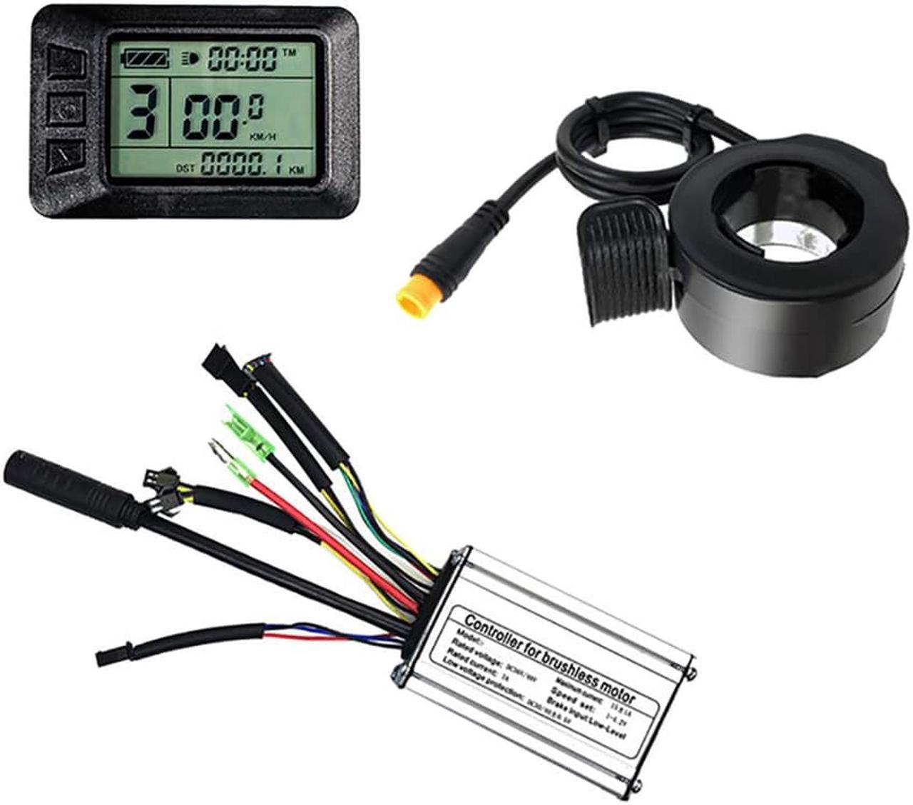 24/36/48V Ebike Mid Motor Thumb Throttle & 15A Controller & LCD7U Display Kit