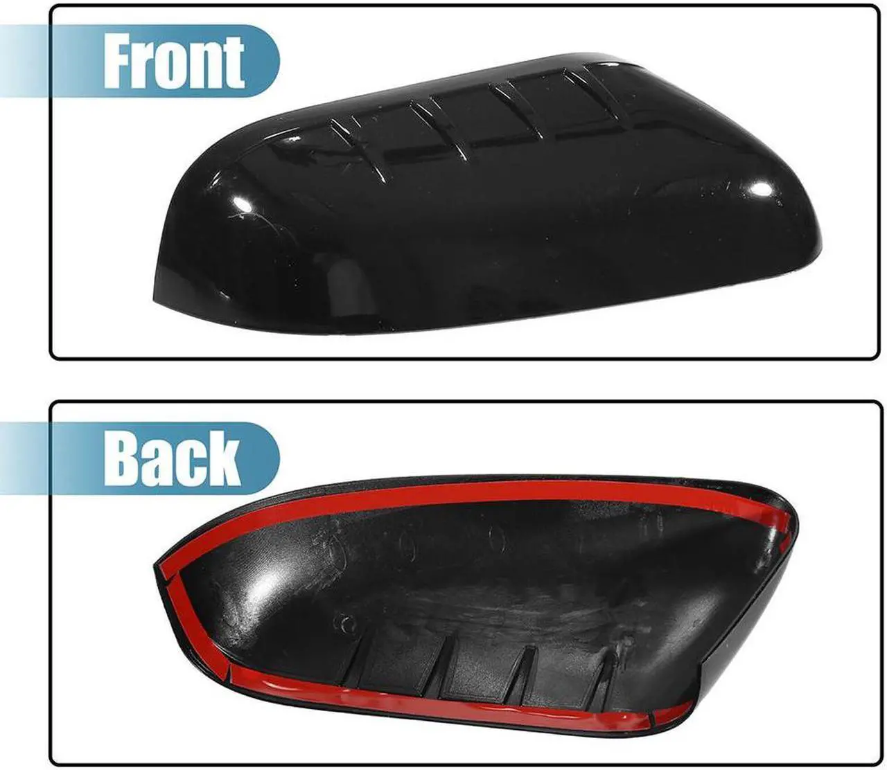 Alt view image 3 of 5 - Furulu Pair Left & Right Top Half Mirror Covers Gloss Black for Ford Explorer 2011-2015