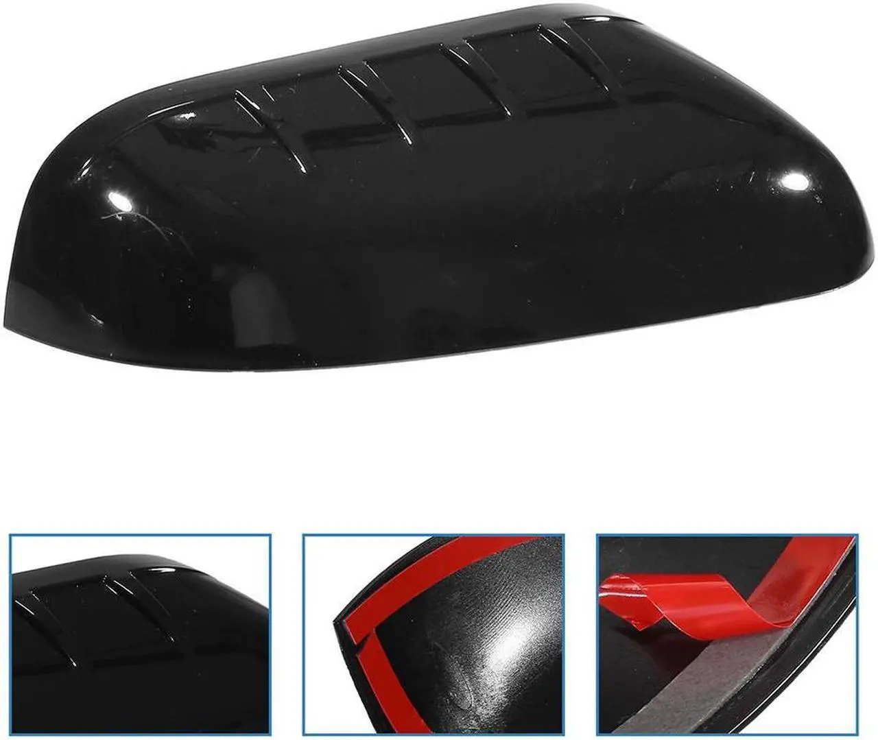 Alt view image 4 of 5 - Furulu Pair Left & Right Top Half Mirror Covers Gloss Black for Ford Explorer 2011-2015