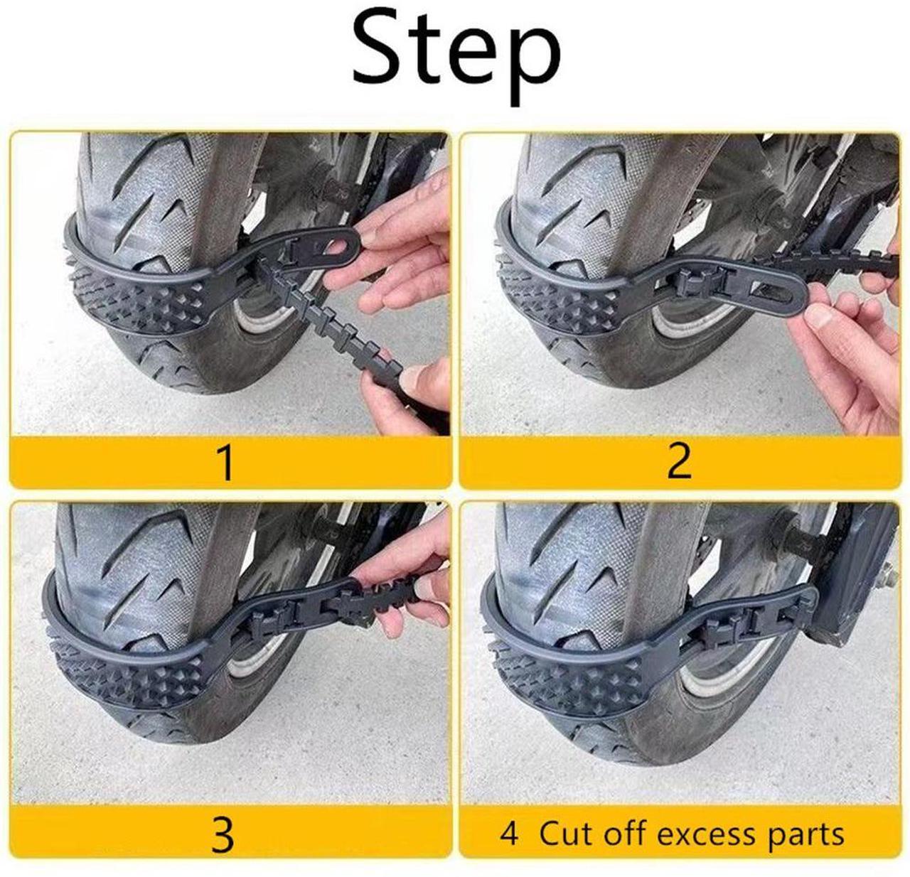 Alt view image 4 of 5 - Acaigel 4Pcs Anti-Skid Snow Chain Motorcycles Bicycles Wheels Tire Non-Slip Snow Chains