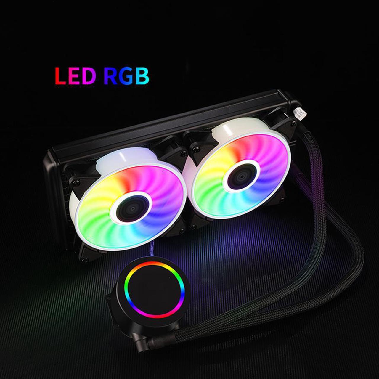 240mm RGB Water liquid Cooler fan luminous CPU Dual 120mm RGB Fans