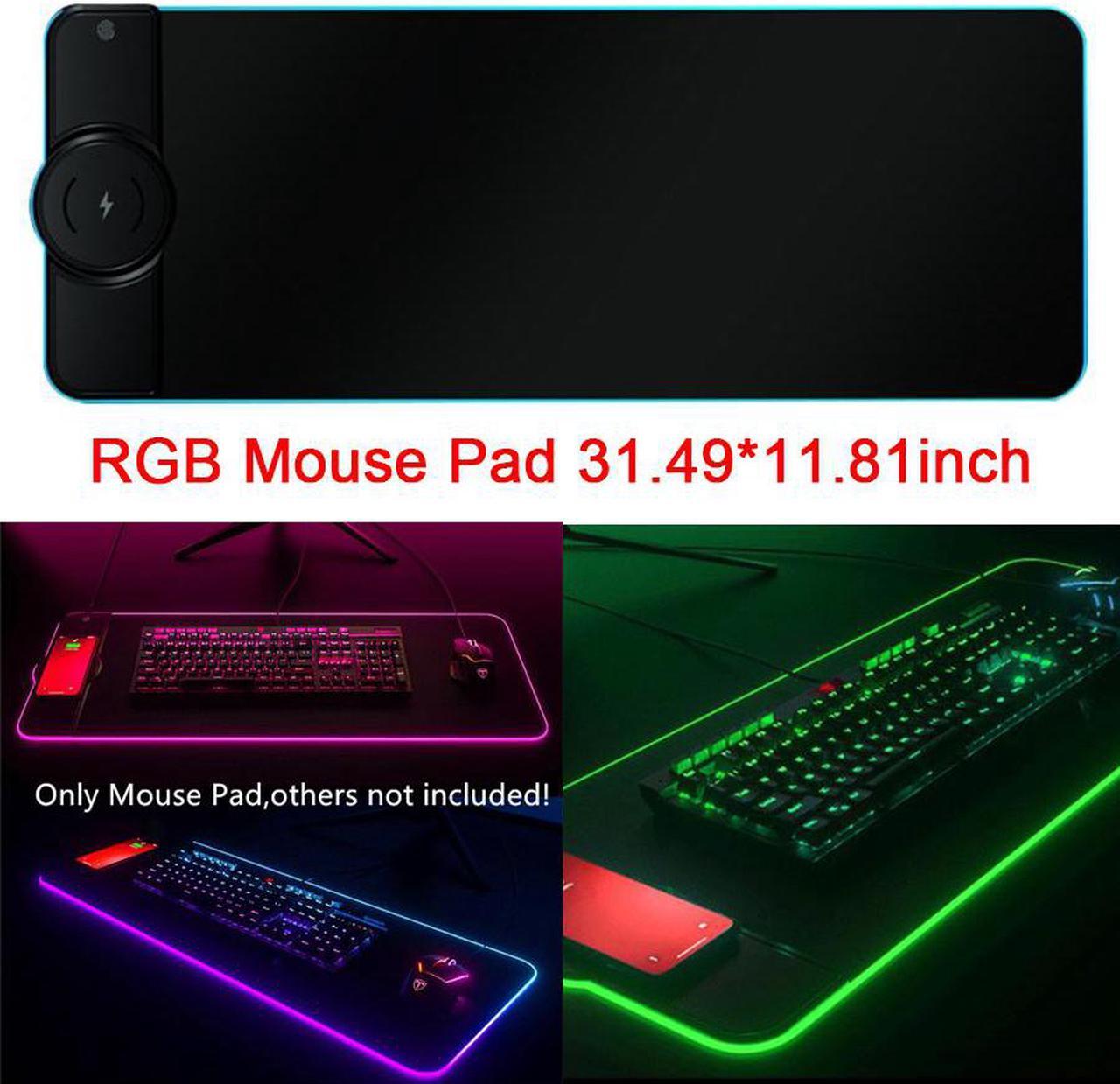 Colorful Luminous Rubber Mouse Pad RGB Gaming Wireless Charging Mouse Pad PC Laptop Keyboard Non-Slip Rubber Table Mat